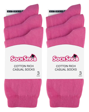 Set van 6 effen, casual katoenen damessokken - PL30 Rose
