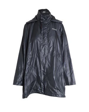 Balenciaga Lichtgewicht Gevoerde Windjack met Capuchon in Zwart Nylon