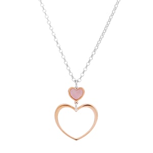 Orphelia 'Mada' Dames 925 Sterling Zilveren Set: Ketting + Armband + Oorbellen - Zilver/Roze SET-7389