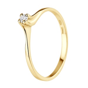 Solitaire Diamond 0,06 Cts Yellow Gold Jewelry