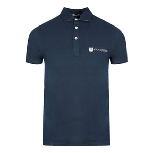 Aquascutum Aldis Crest Block Logo marineblauw poloshirt