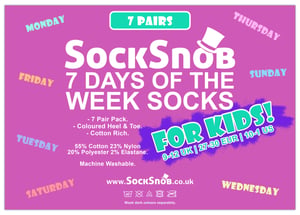 Set van 7 katoenen kindersokken voor nieuwe dagen van de week - Roze