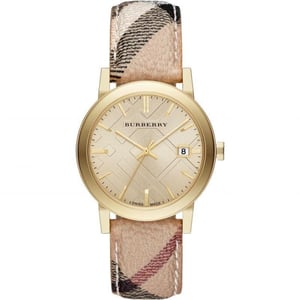 Burberry BU9026 The City Champagne Dial Check Strap dameshorloge