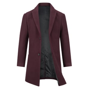 Heren lange slim fit winter warme zakelijke wollen jas rood