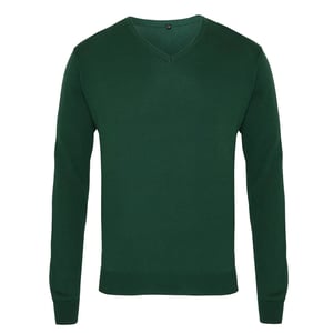 Premier Heren Gebreide V Hals Sweater Top (Fles groen)