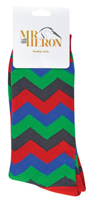Mr Heron bamboesokken met nieuw patroon voor heren - Zig Zags (Rood)