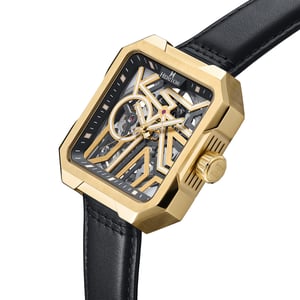 Heritor Automatic Campbell-skeletonhorloge met leren band
