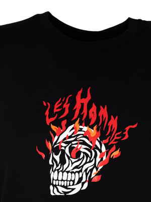 Les Hommes T-Shirt On Fire Mannen zwart