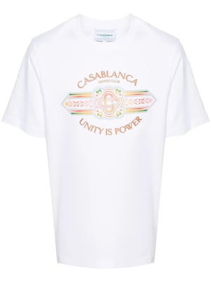 Casablanca Eenheid is macht T-shirt met opdruk in wit