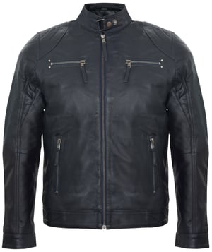 Leren biker racejack met rits
