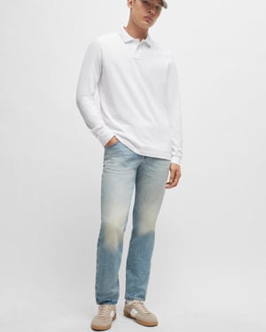 BOSS Orange Passerby Heren Langdurige Stretch-Katoen Polo Shirt met Logo Patch