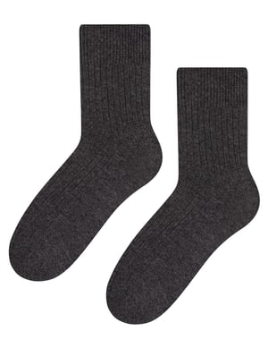 Steven - Heren Wol Kousen 1 Paar - Warme Gebreide Ribbel Kousen voor de Winter - Houtskool