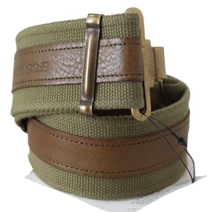 Ermanno Scervino Damesriem in groen leer, rustiek brons, gesp, leger