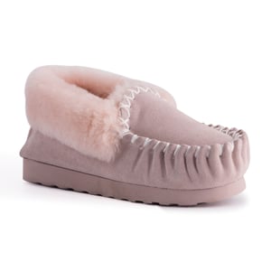 Aus Wooli "Waterloo" Australia Hand Stitched Women's Sheepskin Moccasin, Lichtroze