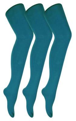 3 paar dames gekleurde ondoorzichtige 80 denier panty's - Groenblauw