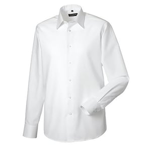 Russell Collectie Heren Lange Mouw Easy Care op maat gemaakt Oxford Shirt (Wit)