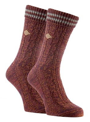 2-pack Heren Katoenen Kabelgebreide Boot Dress Sokken met Omgeslagen Top