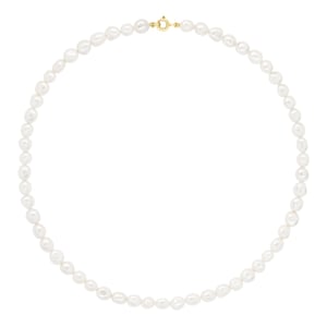 Gouden Ketting - Rij van Echte Zoetwaterparels Barok 6-7 mm