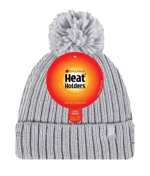 Heat Holders - Thermische Pom Pom Bobble-hoed voor dames - Lichtgrijs