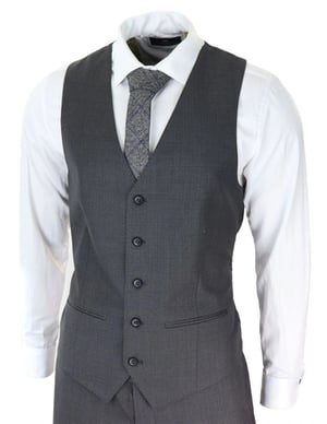 Heren 3-delige Charcoal Grijze Klassieke Stitch Retro Pak