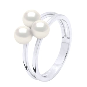 Ring Trilogy - 3 echte gecultiveerde zoetwaterparels rond 5-6 mm