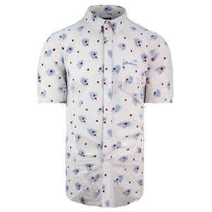 Ben Sherman Bedrukt Heren Wit Oxford Overhemd