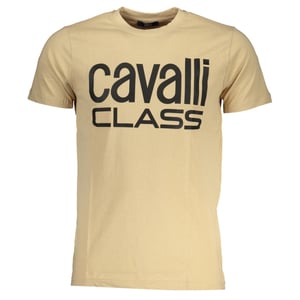 Cavalli Class Dapper Zwart Logo Beige T-Shirt