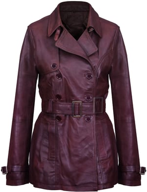 Halflange lederen trenchcoat voor dames - Oakham