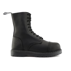 Grinders Unisex Zwarte Leren Stalen Neus Veterlaarzen - Stag ACS