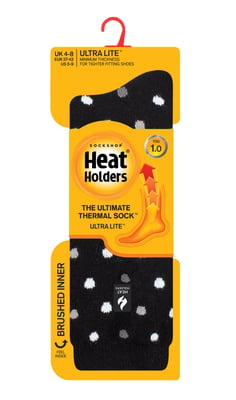 Heat Holders Dames Ultra Lite thermo geklede sokken - Zwart / Tonaal (Nicosia)