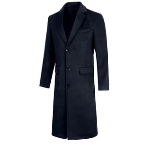 Heren Knielange Winter Wollen Jas Slim Fit Turn-Down Kraag Zakelijke Jassen Blauw