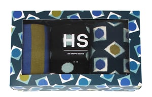 HS by Happy Socks - Heren 3-Pack Cadeaubox Met Stippen Kousen - Vierkant