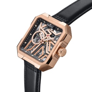 Heritor Automatic Campbell-skeletonhorloge met leren band