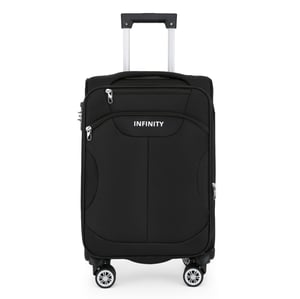 Zwarte zachte koffer met 8 wielen, reistas, TSA Light handbagage