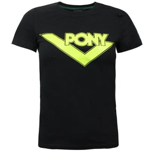 Pony T-shirt met korte mouwen voor dames Grafische top met merkopdruk Zwart 912W2A72BLK