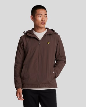 Heren Zip Door Capuchonjack in Bruin