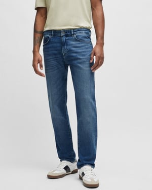 BOSS Orange Re.Maine BC-C Regular Fit Jeans in Mid Blue Comfort-Stretch Denim NOS