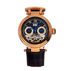 Heritor Automatic Ganzi semi-skelet lederen band horloge