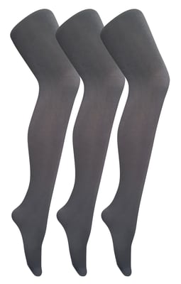 3 paar dames gekleurde ondoorzichtige 80 denier panty's - Houtskool
