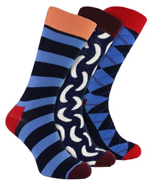 HS door Happy Socks - Heren 3-pack Klassieke Argyle Overhemdsokken - Argyle (Rood)