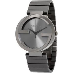 Gucci YA133210 In elkaar grijpende grijze wijzerplaat herenhorloge