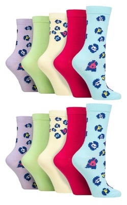 Wildfeet - 10 Paar Dames Bamboe Crewsokken - Jacquard Sokken - Luipaardpastel