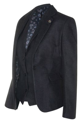 Womens Tweed visgraat zwarte wol jaren 1920 blazer