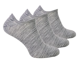 Steven - 3 Paar Heren Merino Wol Onzichtbare Sokken | Ademende Lichte Sokken - Lichtgrijs