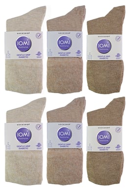 IOMI - 12 paar bamboesokken voor diabeten voor dames - Beige