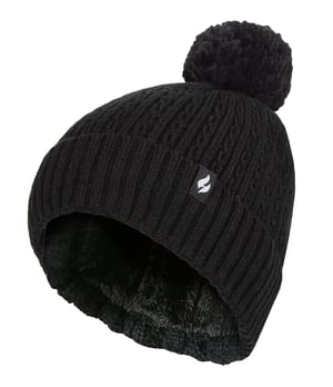 Heat Holders - Thermische muts voor dames met pompon - Zwart