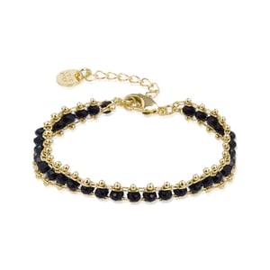 Luxenter 925 Sterling Zilveren Armband met Zwart Kristal in 18K Geel Goud - Lailai