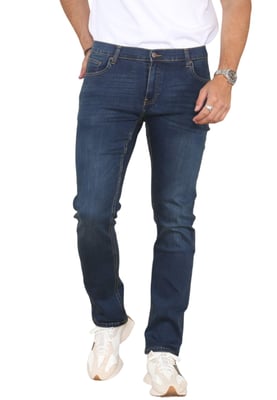 MYT Herenjeans met rechte pijpen, hyperstretch denim in donkerblauw