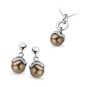 Orphelia Dames 925 Sterling Zilveren Set: Ketting-Hanger + Oorbellen - Zilver SET-5028