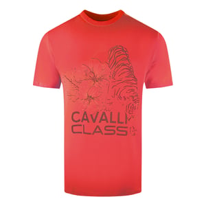 Cavalli Class Floral Tiger Design rood T-shirt